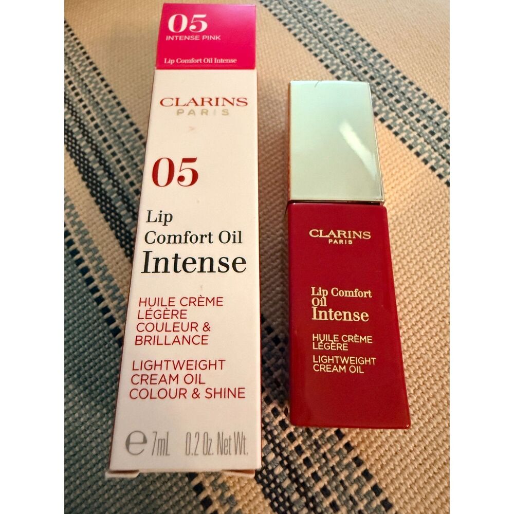 NIB Clarins Lip Comfort Oil Intense Lightweight Cream Oil in 05 Intense Pink